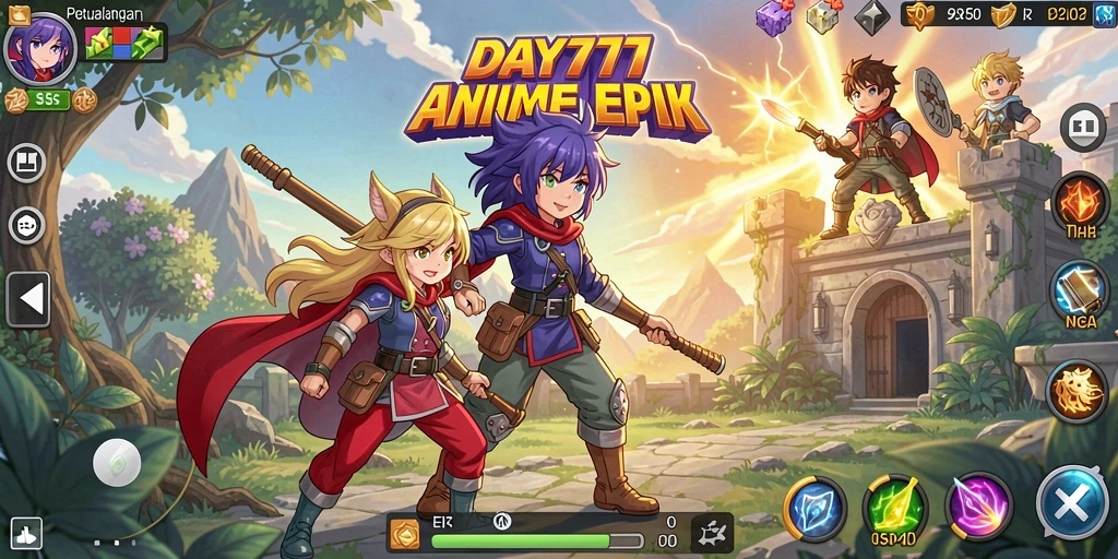 Tangkapan layar menunjukkan aksi seru dalam game Anime DAY777.