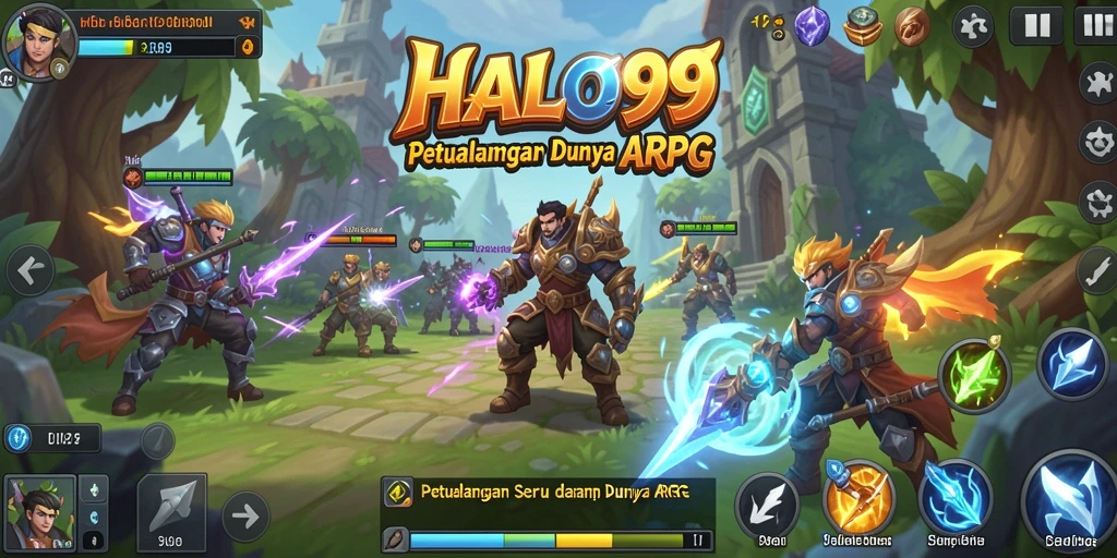 Tampilan gameplay mendebarkan dari HALO99 dalam dunia ARPG.