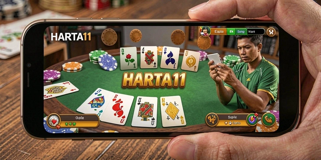 Tampilan gameplay Gaple yang menarik dan interaktif dalam HARTA11.