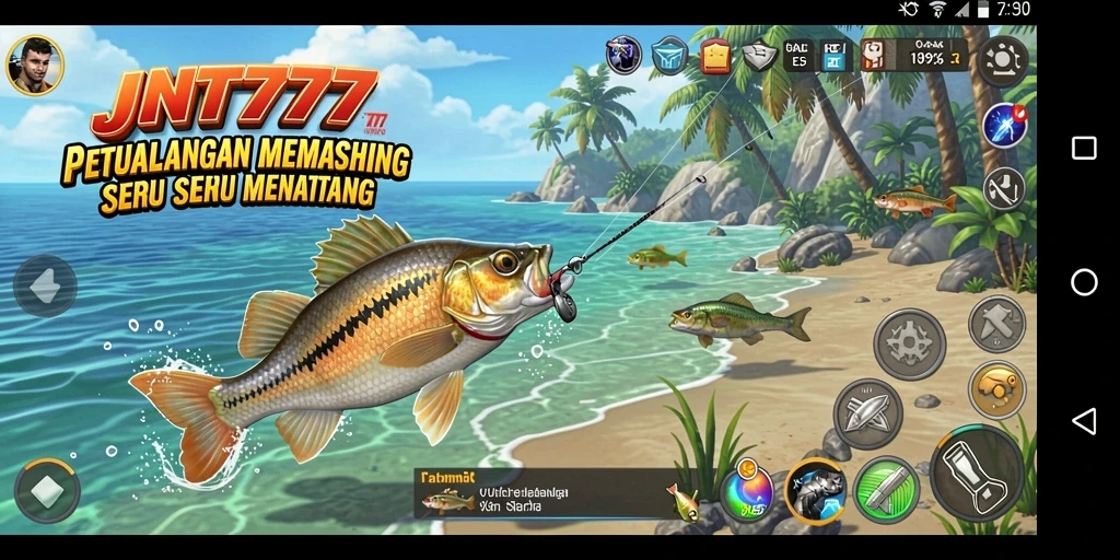 Screenshot utama JNT777 menampilkan aksi seru dalam permainan memancing.