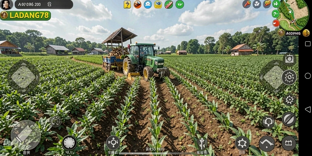 Screenshot gameplay <strong>LADANG78</strong> menunjukkan pengalaman simulasi pertanian yang mendalam.