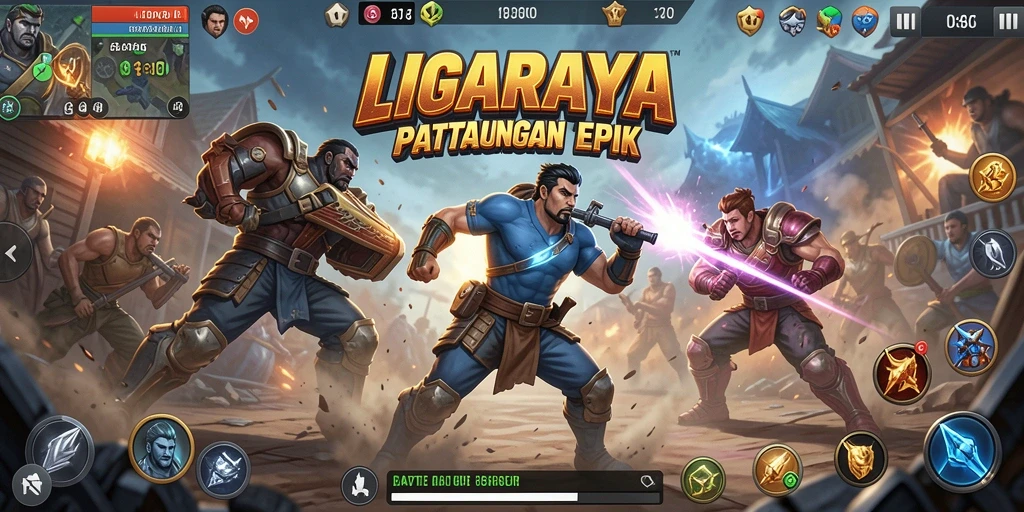 Screenshot gameplay menunjukkan aksi seru dan strategis di LIGARAYA.