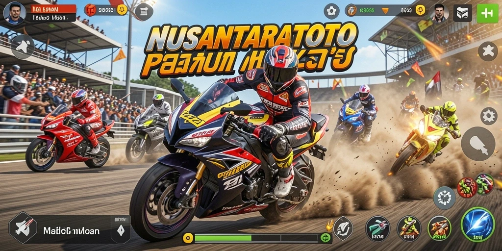 Gameplay NUSANTARATOTO yang memukau dan penuh aksi balapan motor.