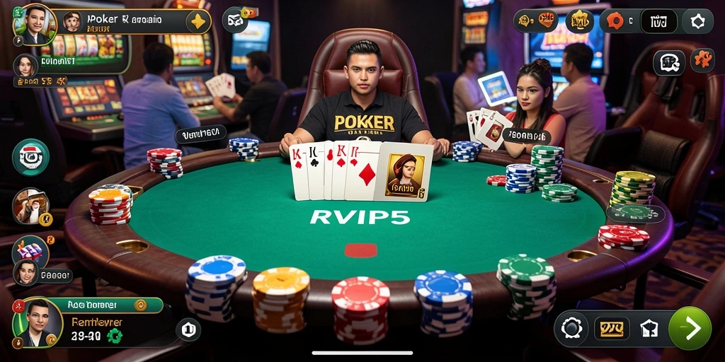Screenshot utama menampilkan gameplay mendebarkan dalam Poker RVIP5.