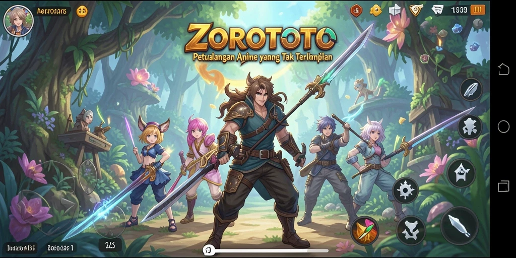 Tampilan gameplay seru dalam ZOROTOTO dengan karakter Anime yang menarik.